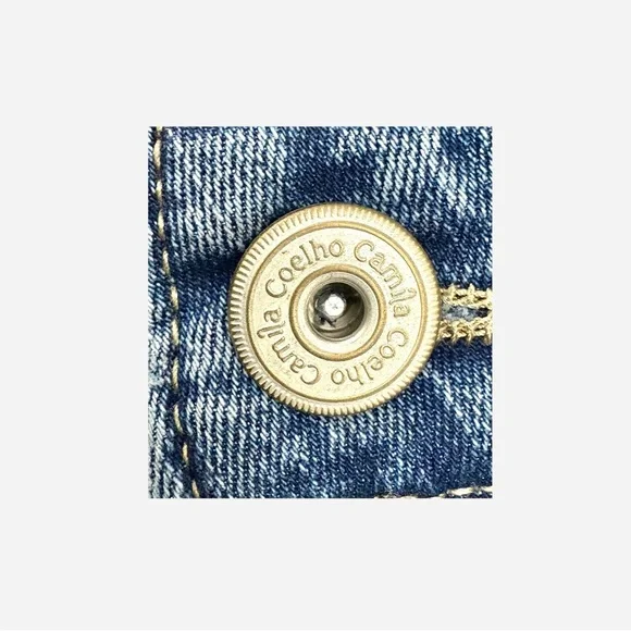 Camila Coelho Women’s Blue Embroidered Straight Ankle Jeans Sz 8 - Picture 10 of 14